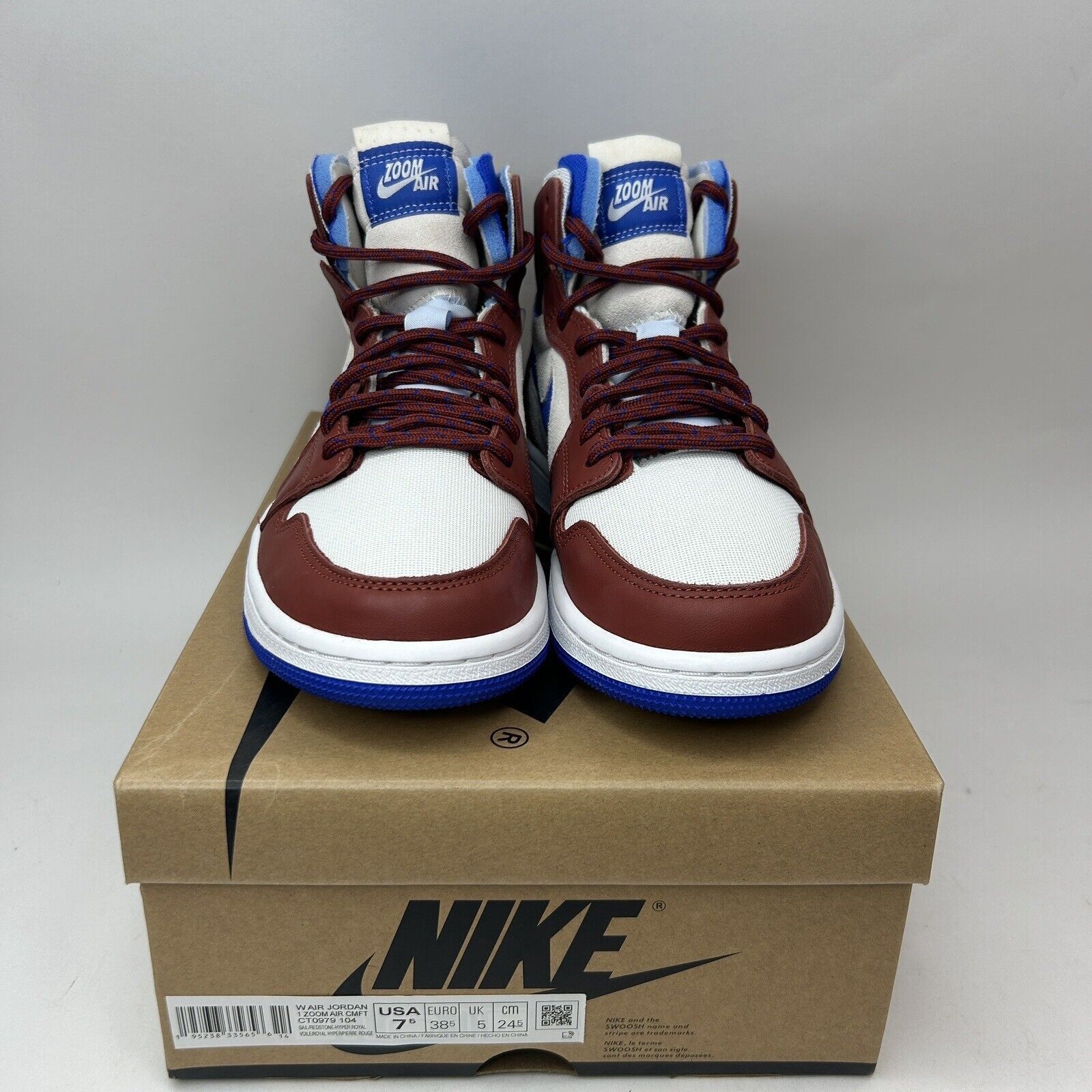Jordan Brand Nike Jordan 1 High Zoom Air CMFT WMNS “Team Red/Redstone” Size US 7.5 / IT 37.5 - 2 Thumbnail