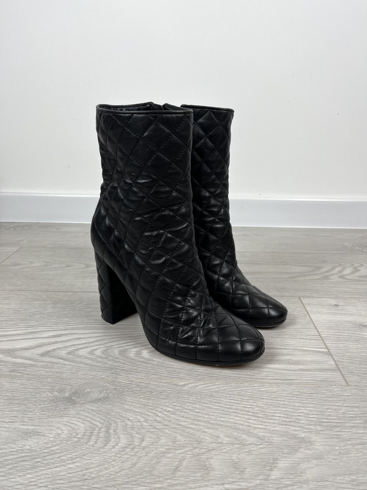 Gianvito Rossi Gianvito Rossi Black Leather Quilted Zip Heel Boots Size US 8 / IT 38 - 3 Thumbnail