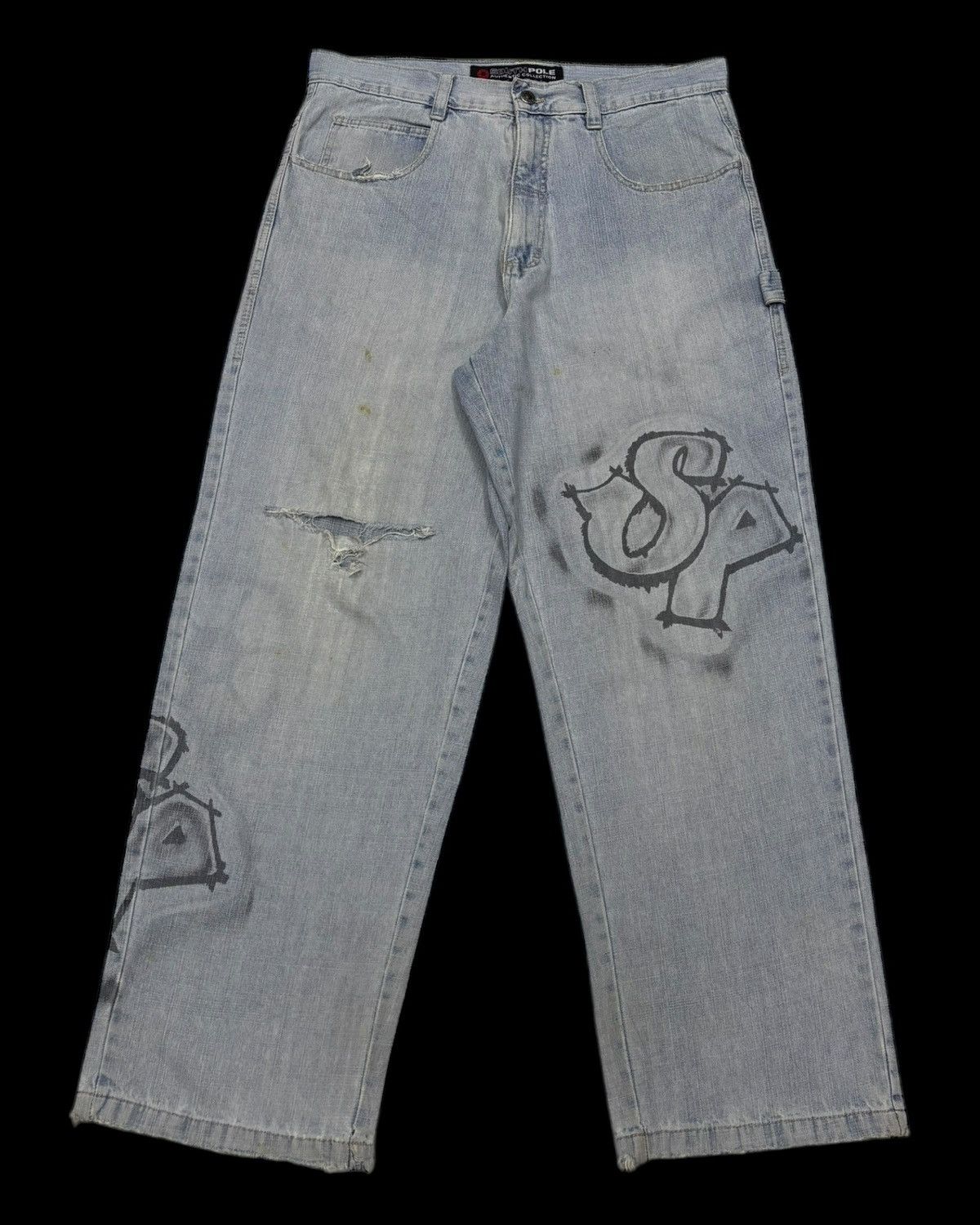 Southpole 🔥SOUTHPOLE BAGGY JEANS DISTRESSED DENIM SKATER STYLE Size US 36 / EU 52 - 1 Thumbnail