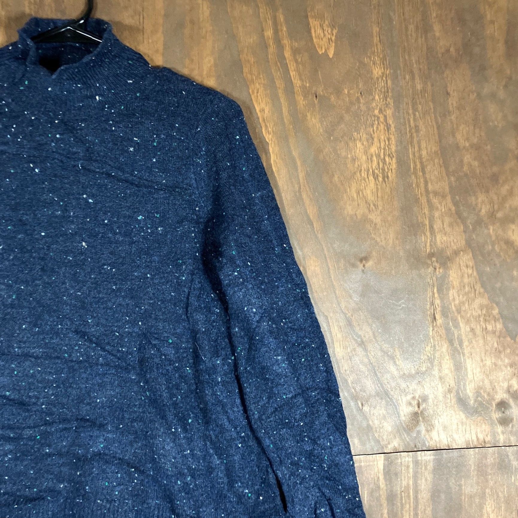 Loft LOFT Sweater Navy Blue Speckled Mock Neck Long Sleeve Small Womens Regular Knit Pullover Fall Winter Casual Workwear Size S / US 4 / IT 40 - 5 Thumbnail
