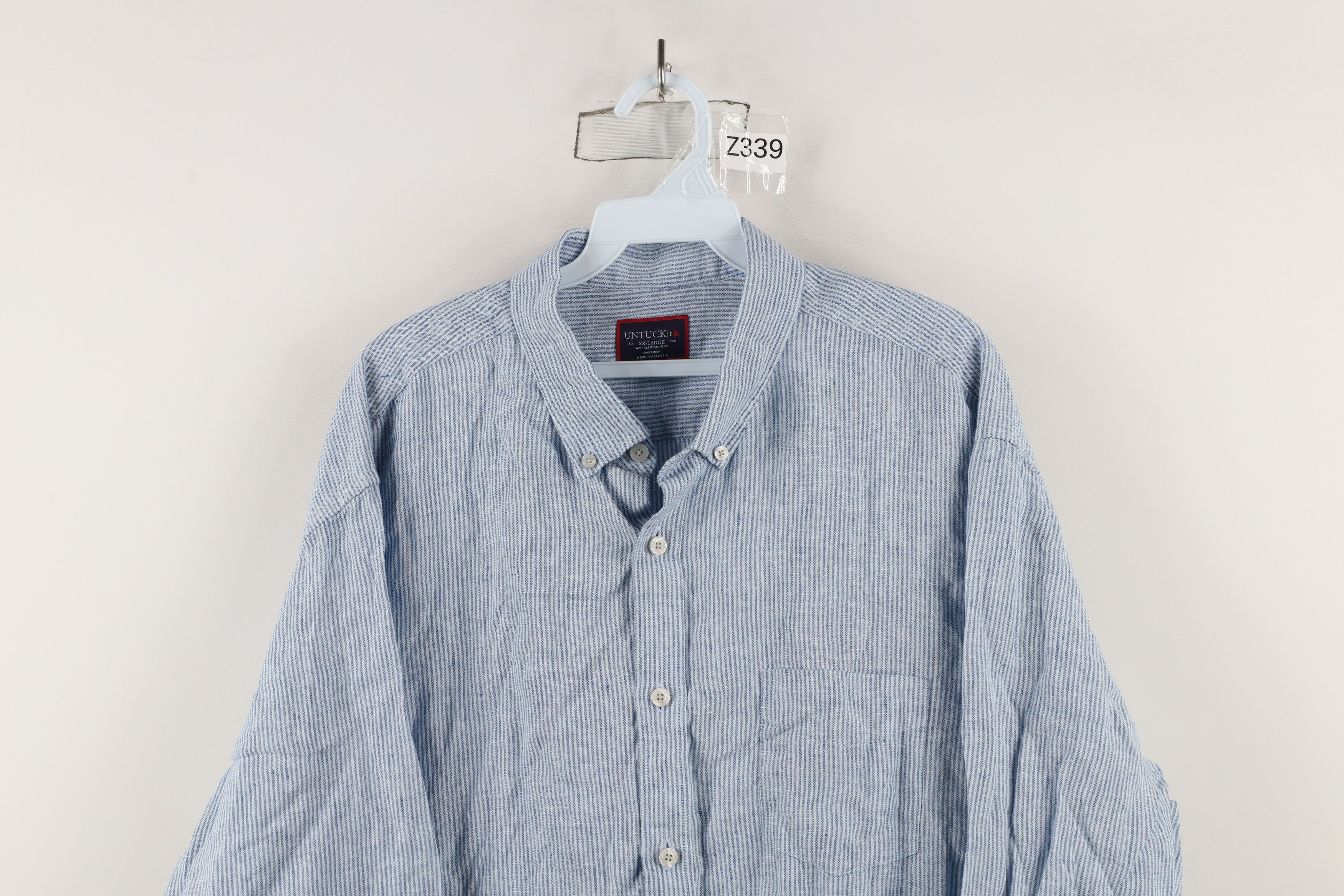 UNTUCKit × Vintage Untuckit Resistant Linen Striped Button Down Shirt Blue Size US XXL / EU 58 / 5 - 2 Thumbnail