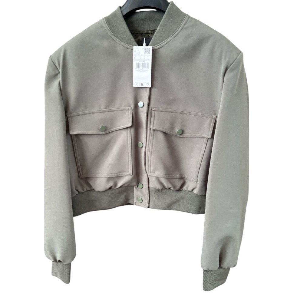 Mango MANGO Khaki Bomber Jacket with Shoulder Pads, L Size L / US 10 / IT 46 - 1 Thumbnail