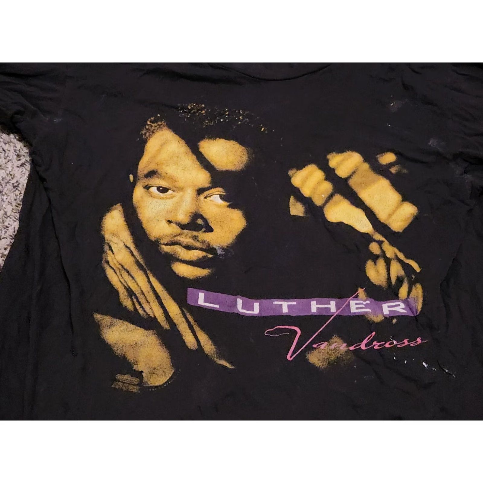 Hanes VINTAGE Luther Vandross Power of Love Tour Concert Rap R&B T Shirt Mens XL Black 1990s Hanes Graphic Tee Mens Size US XL / EU 56 / 4 - 2 Thumbnail