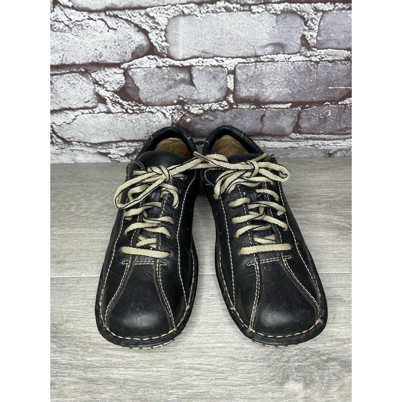 Born Born Black Leather Bicycle Lace Up Casual Comfort Shoes Wome Size US 6.5 / IT 36.5 - 12 Thumbnail