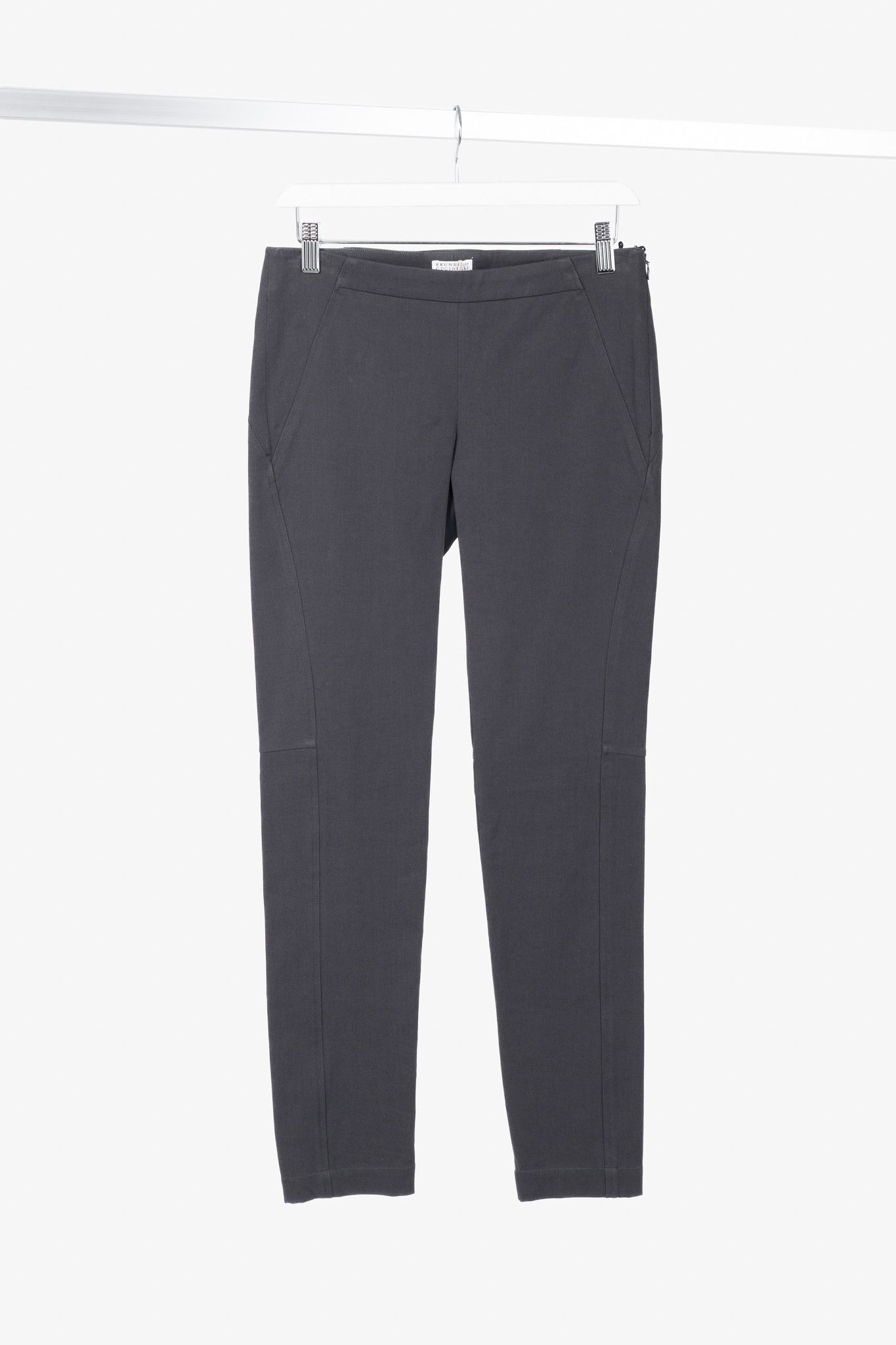 Brunello Cucinelli Brunello Cucinelli AW/15 Dark Grey Cotton-Twill Leggings Size 27" / US 4 / IT 40 - 1 Thumbnail