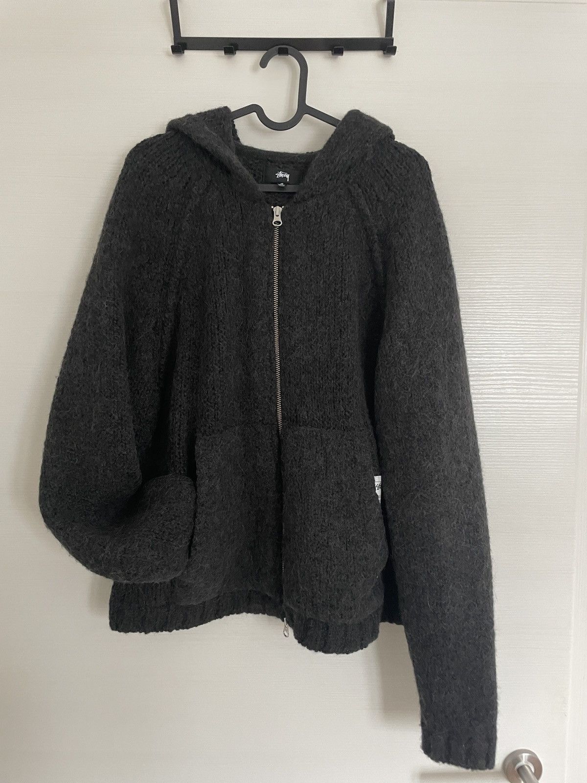 image of ++ Stussy Alpaca Wool Zip Knit Sweater ++ in Black, Men's (Size Medium)