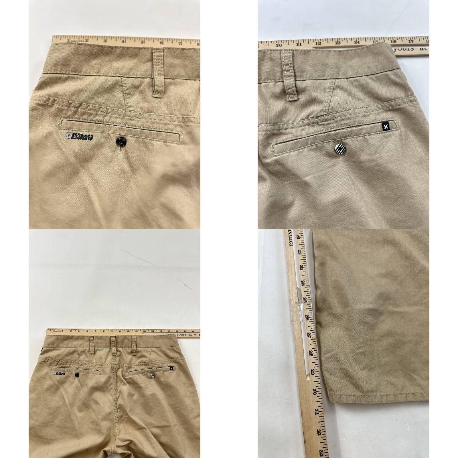 Hurley VINTAGE Hurley Pants Men 32 Khaki Beige Chino Regular Straight Drawstring Elastic Waist - Casual Mens Pants 32 Regular Beige Size US 32 / EU 48 - 8 Thumbnail