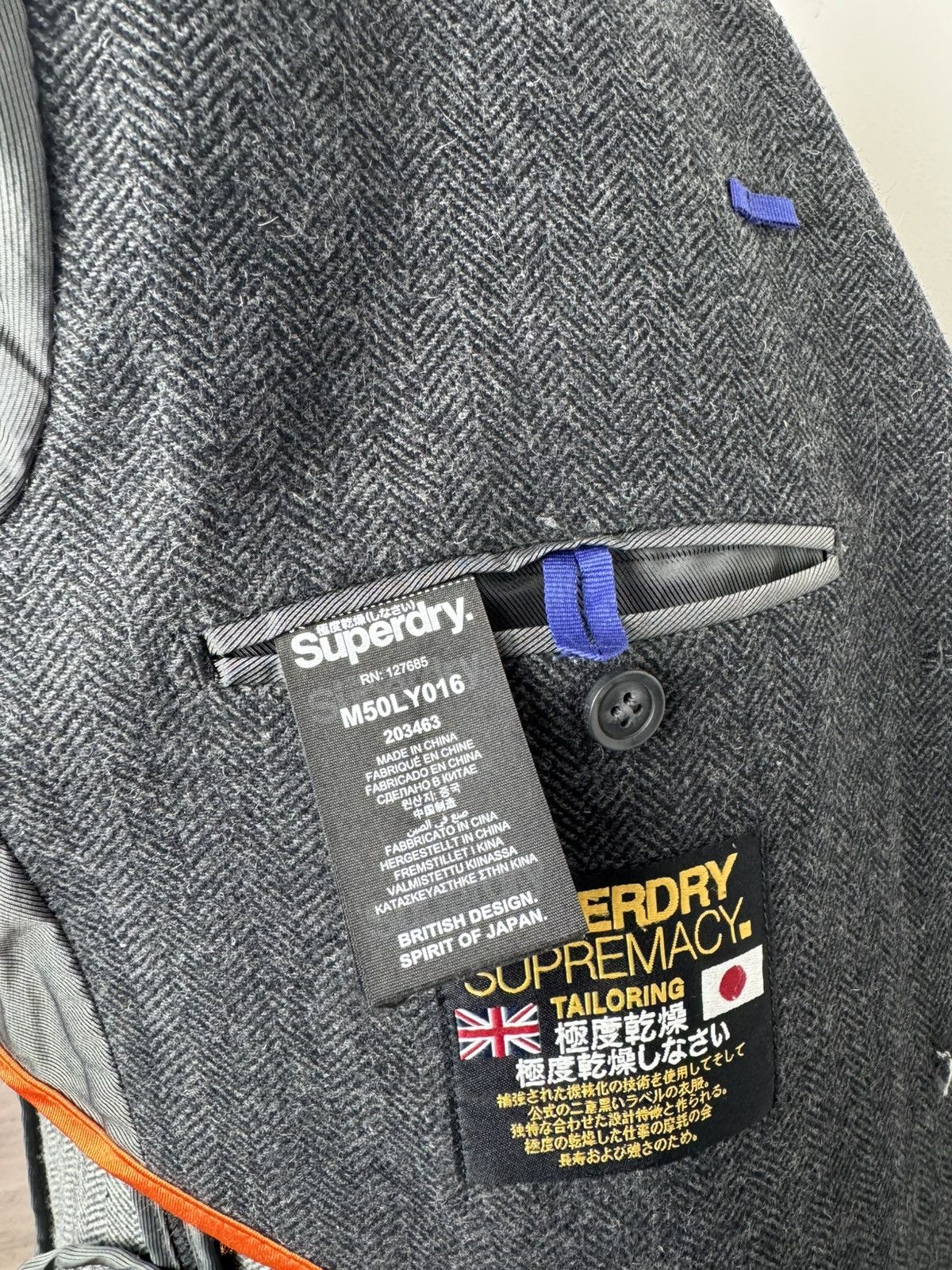 Superdry Men’s Supedry Supremacy Tough Tweed Jacket Gray Coat size L Size US L / EU 52-54 / 3 - 10 Thumbnail