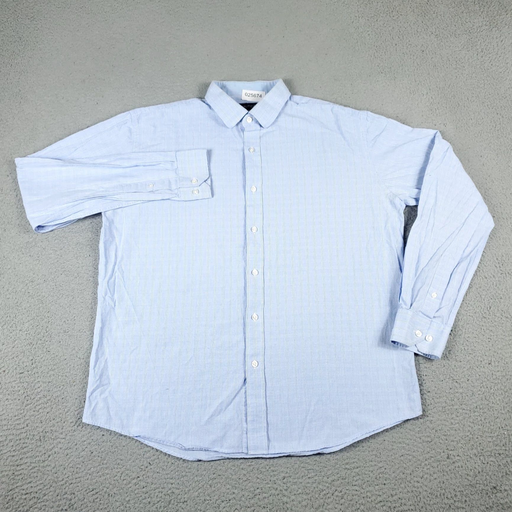 Nautica Nautica Dress Shirt Mens 16.5 Blue Plaid Long Sleeve Button Up Shirt California Classic Brand Nautica Mens 16.5 Blue Plaid Dress Shirt Size 42R - 2 Thumbnail
