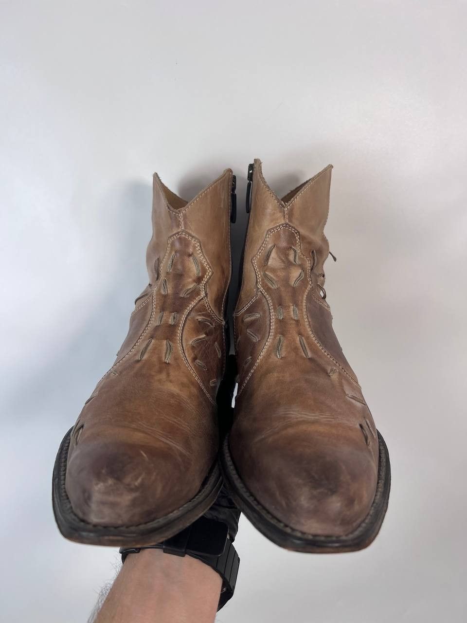 Other TIME & Co Italy Western Leather Ankle Boots Brown Size EU 42 Size US 8.5 / EU 41-42 - 3 Thumbnail