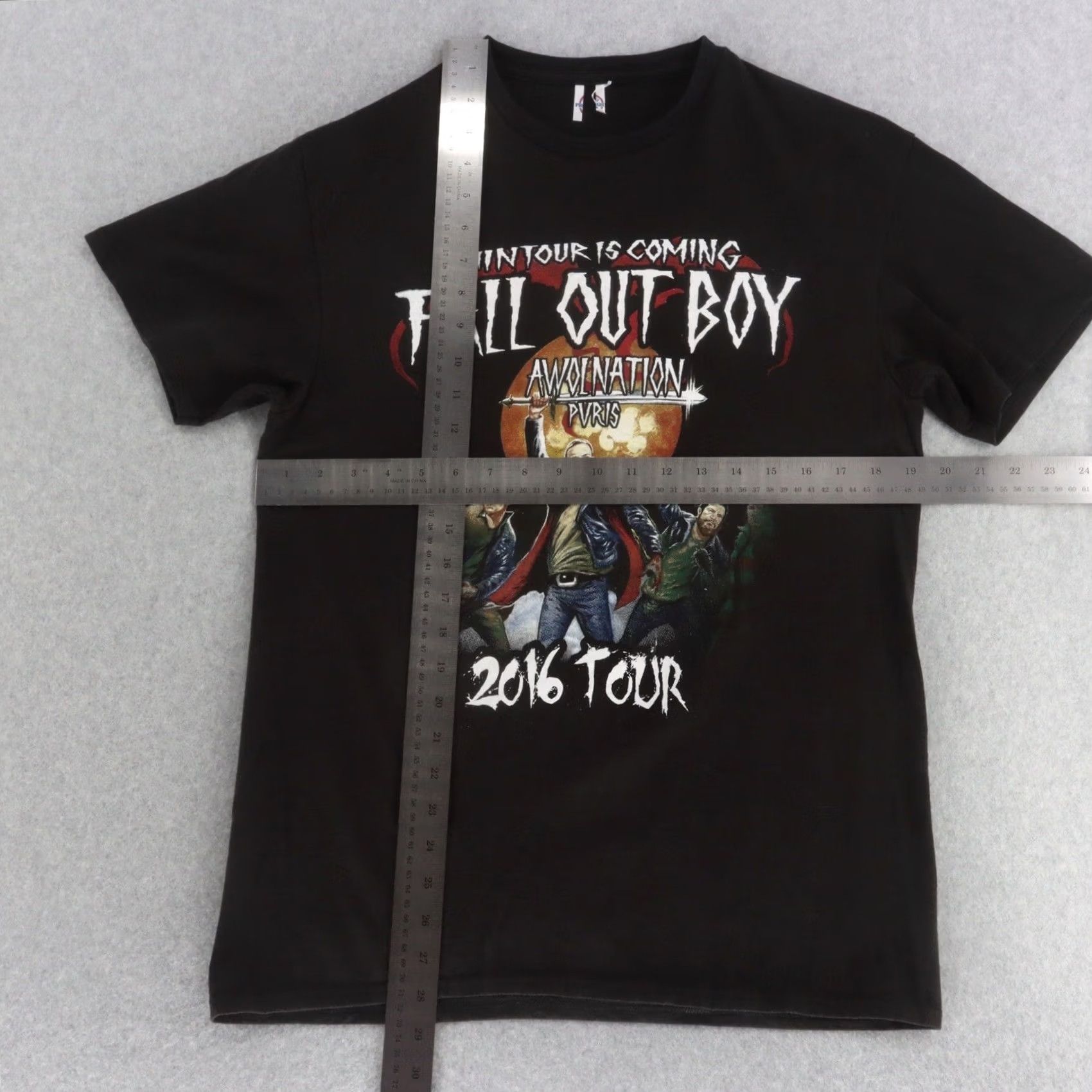 Vintage Fall Out Boy Awolnation Adult Medium Concert Tour 2016 Band Tee Short Sleeve Shirt Men M Black Womens Mens Size US 31 - 4 Thumbnail