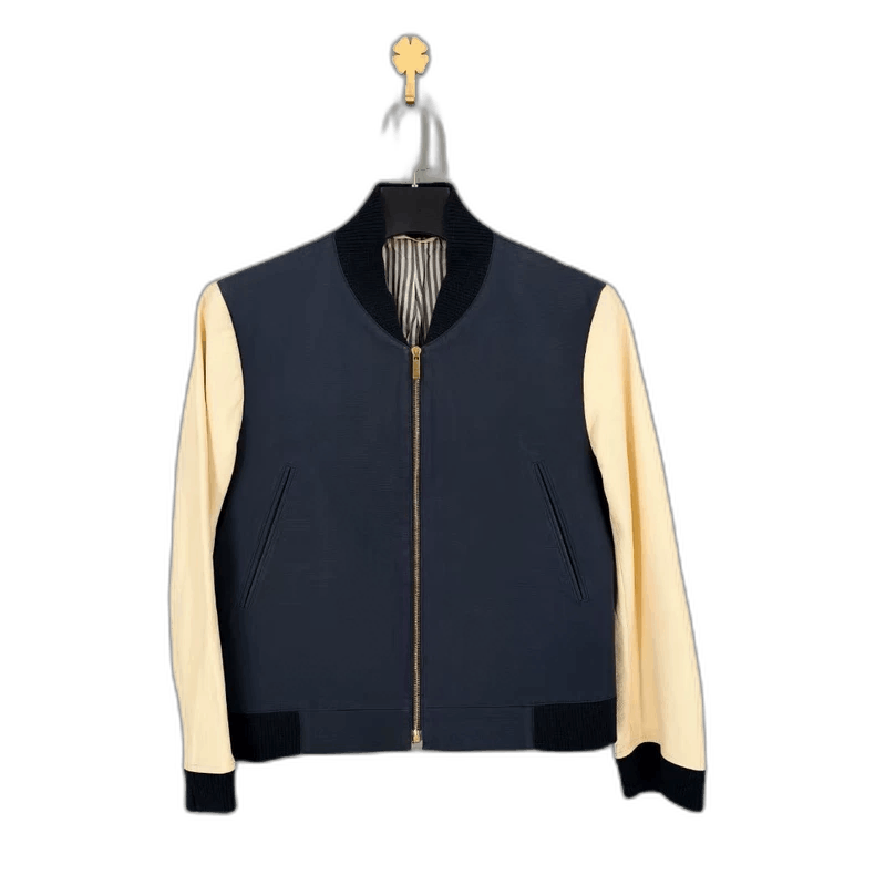 Thom Browne Baseball Jacket with Leather Sleeves-yf