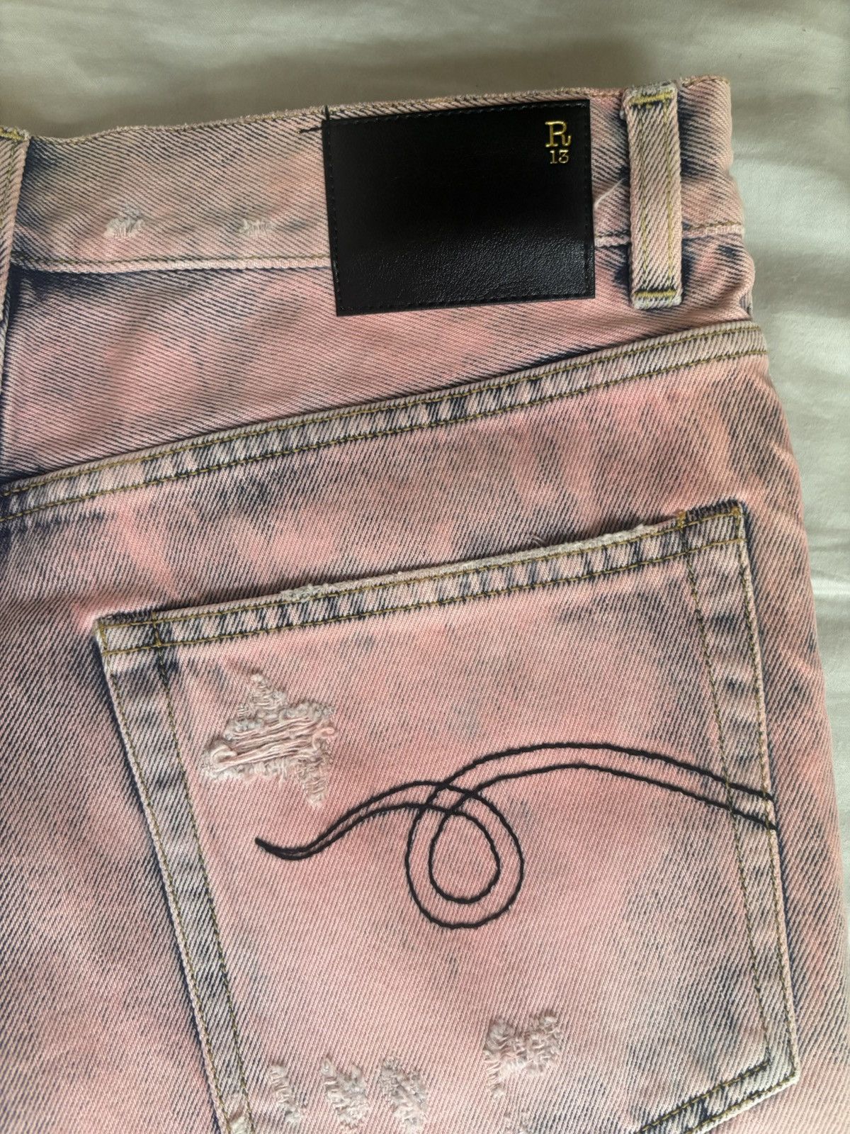 R13 R13 Pink Shredded Slouchy Denim Shorts Size 26" / US 2 / IT 38 - 7 Thumbnail