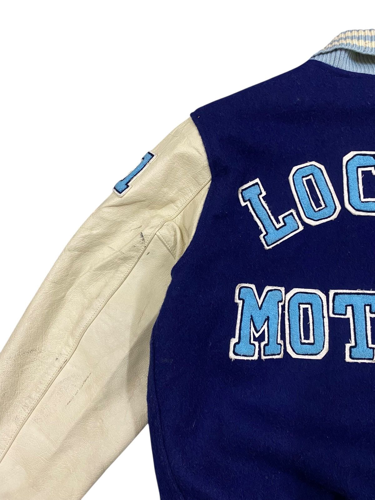 Vintage Vtg Local Motion Varsity Wool Jacket Sleeve Leather Size US L / EU 52-54 / 3 - 9 Thumbnail