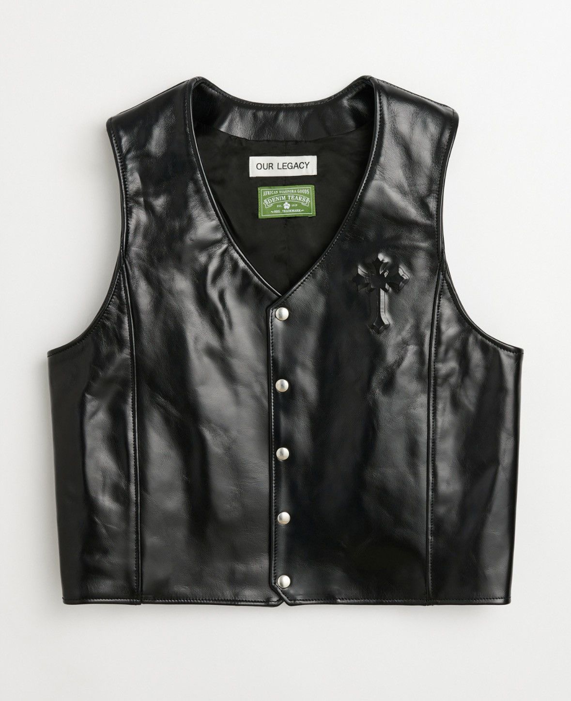 Pre-owned Denim Tears Our Legacy X  2pac Cross Cow Leather Vest Grail S In Black