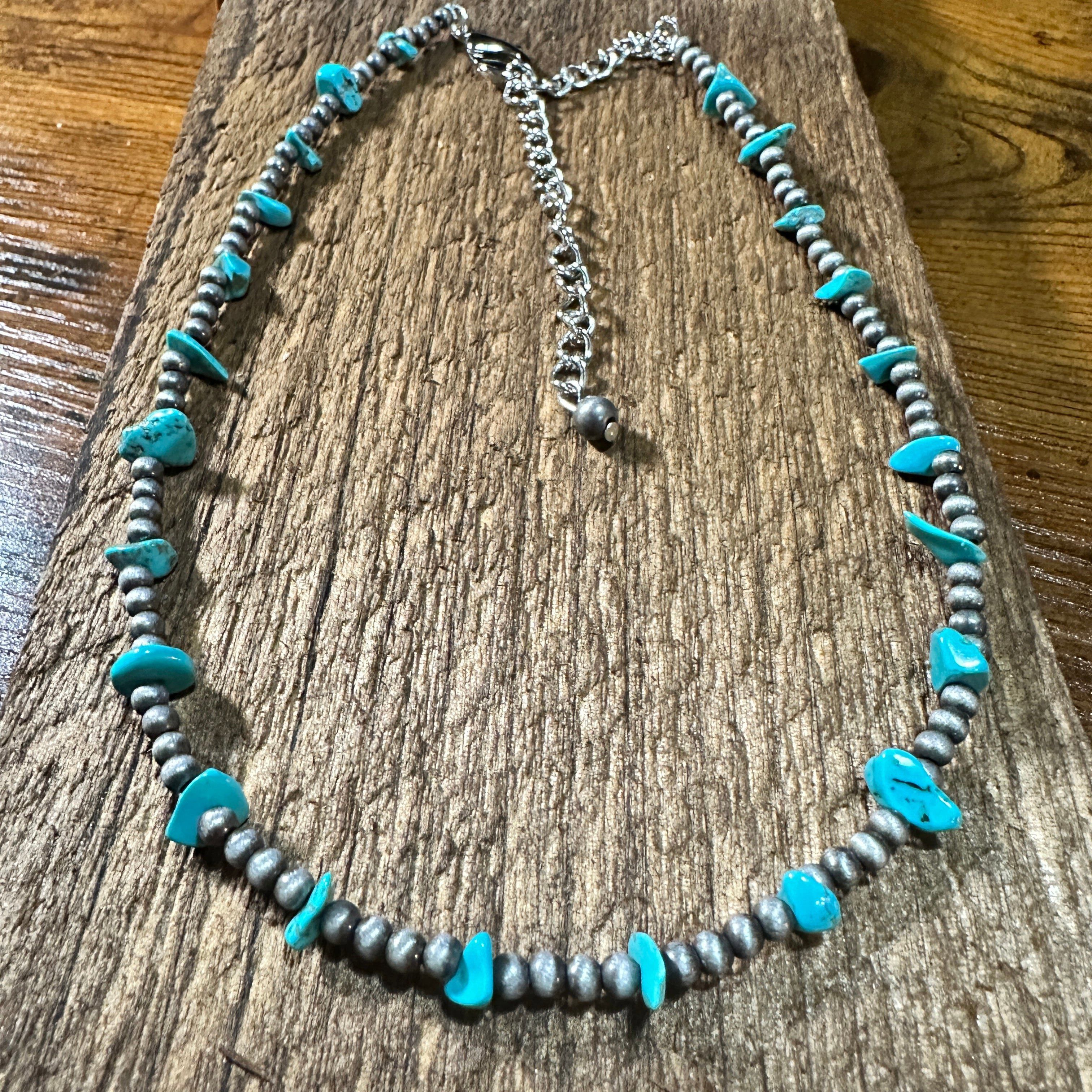 Other Handmade Navajo Bead Turquoise Necklace, Native American Adj Size ONE SIZE - 3 Thumbnail