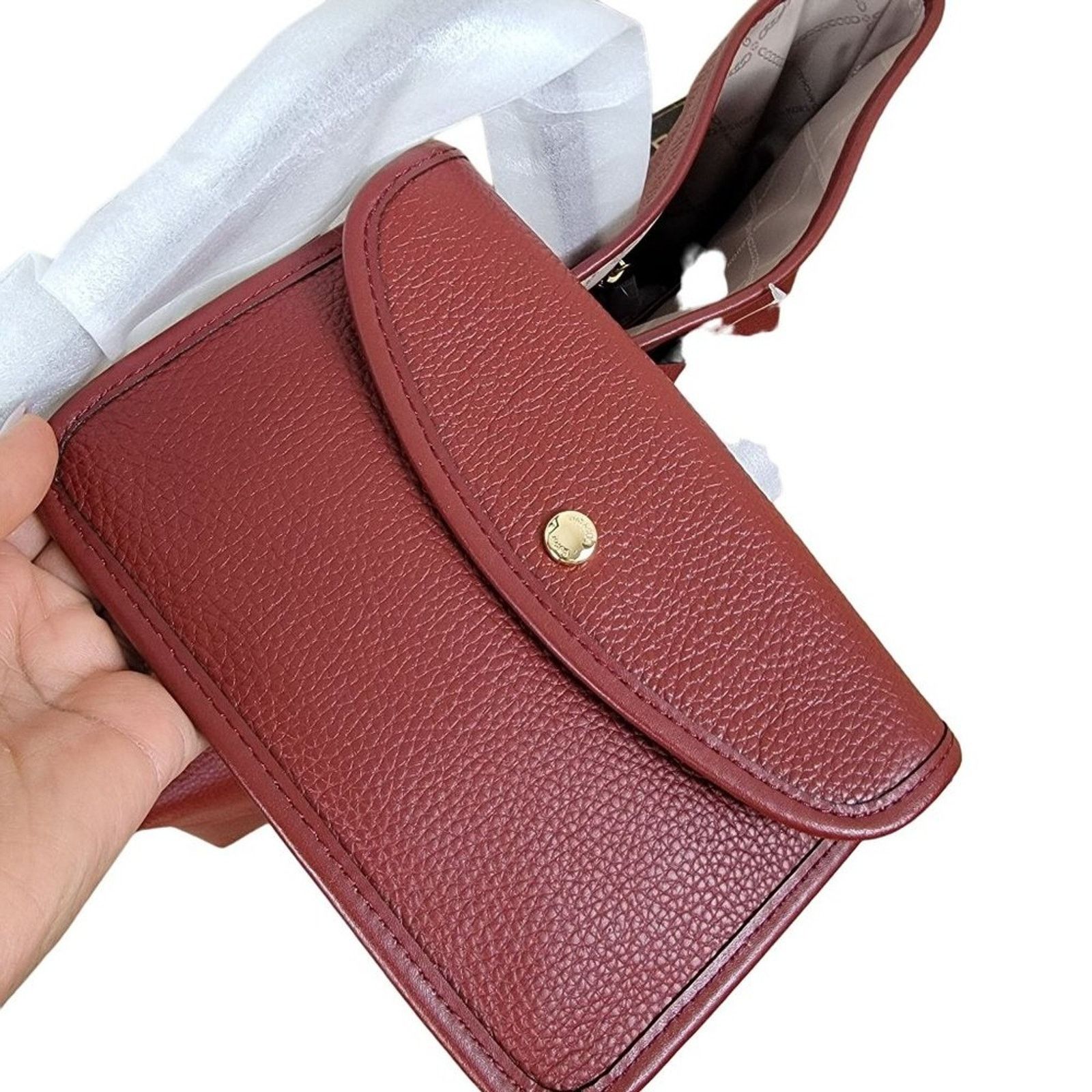 Michael Kors Michael Kors Extra Large Burgundy Leather Saylor Tote Bag Size ONE SIZE - 6 Thumbnail