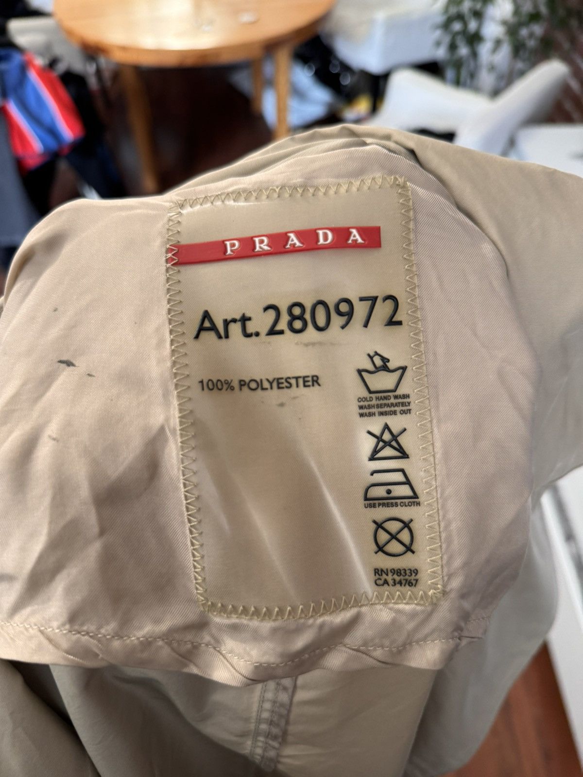 Prada Prada Women’s Double Breasted Coat 42IT Beige Black Tab Size M / US 6-8 / IT 42-44 - 13 Thumbnail