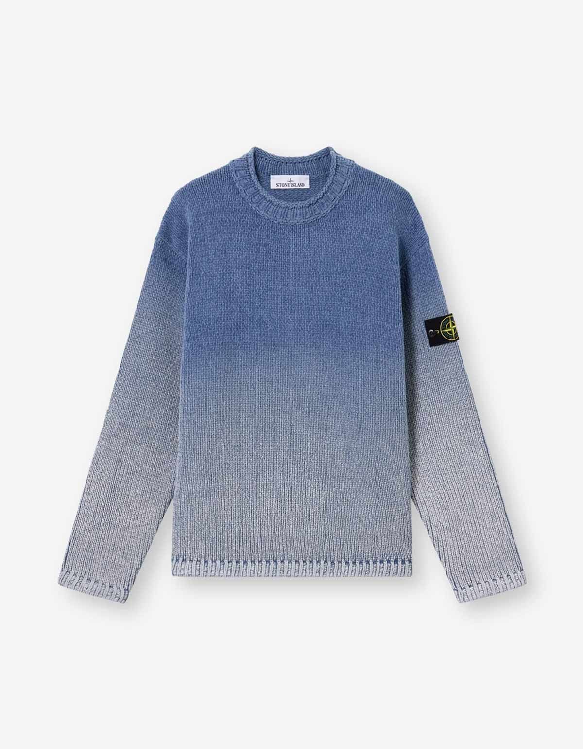 Stone Island Stone Island Blue Chenille Degrade Print Sweater Size US M / EU 48-50 / 2 - 1 Thumbnail