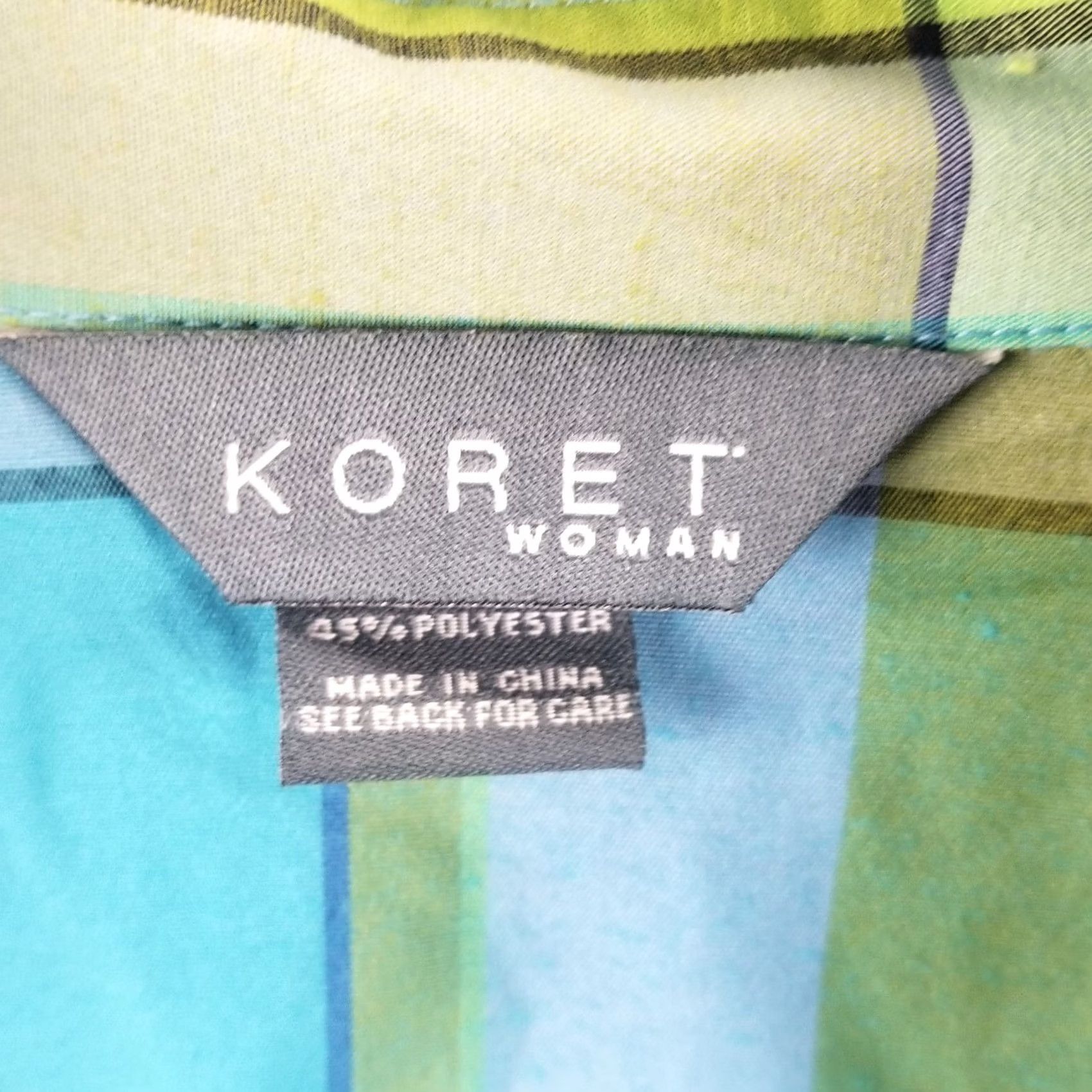 Vintage Koret Button Down Shirt Blouse Woman Plus Size 26 Blue Plaid Button-Up Shirt Womens Size 4XL / US 24-26 - 3 Thumbnail