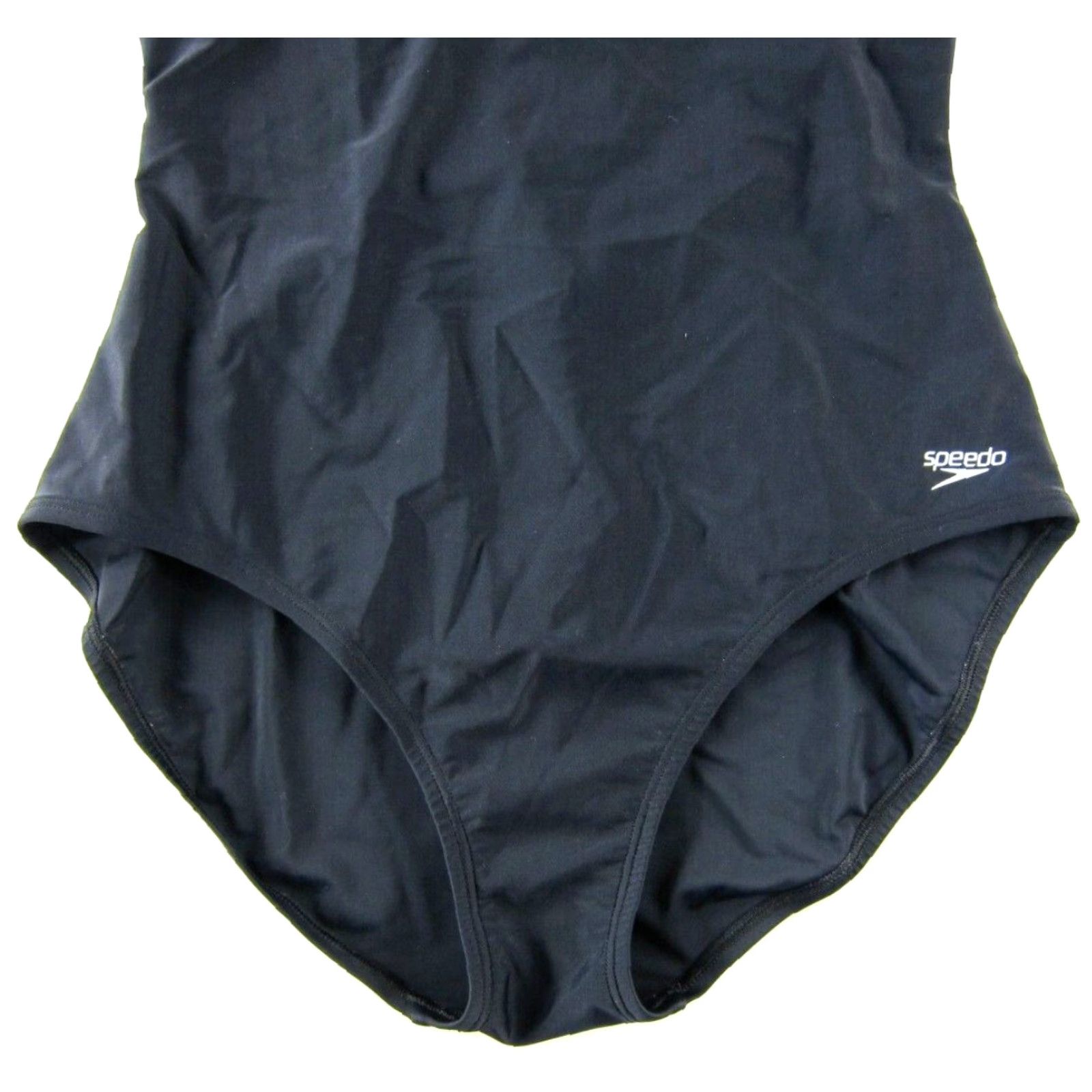 Speedo Speedo One Piece Swimsuit Women L Black Crisscross Back Padded Bust Classic Solid Polyester SpandexFit Regular Size Large Size ONE SIZE - 5 Thumbnail