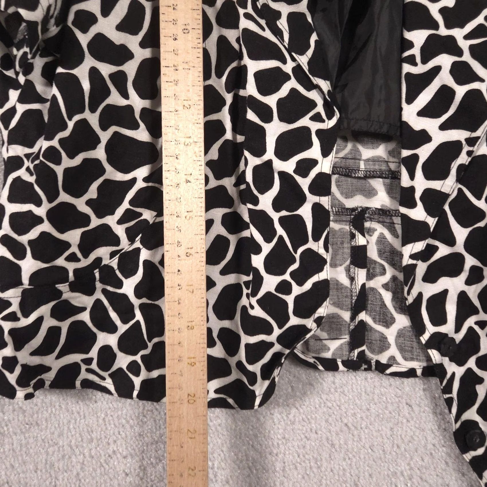 Vintage Larry Levine Blazer Womens XL Black White Animal Print Linen Short Sleeve Jacket Size 40" / US 18 - 7 Thumbnail