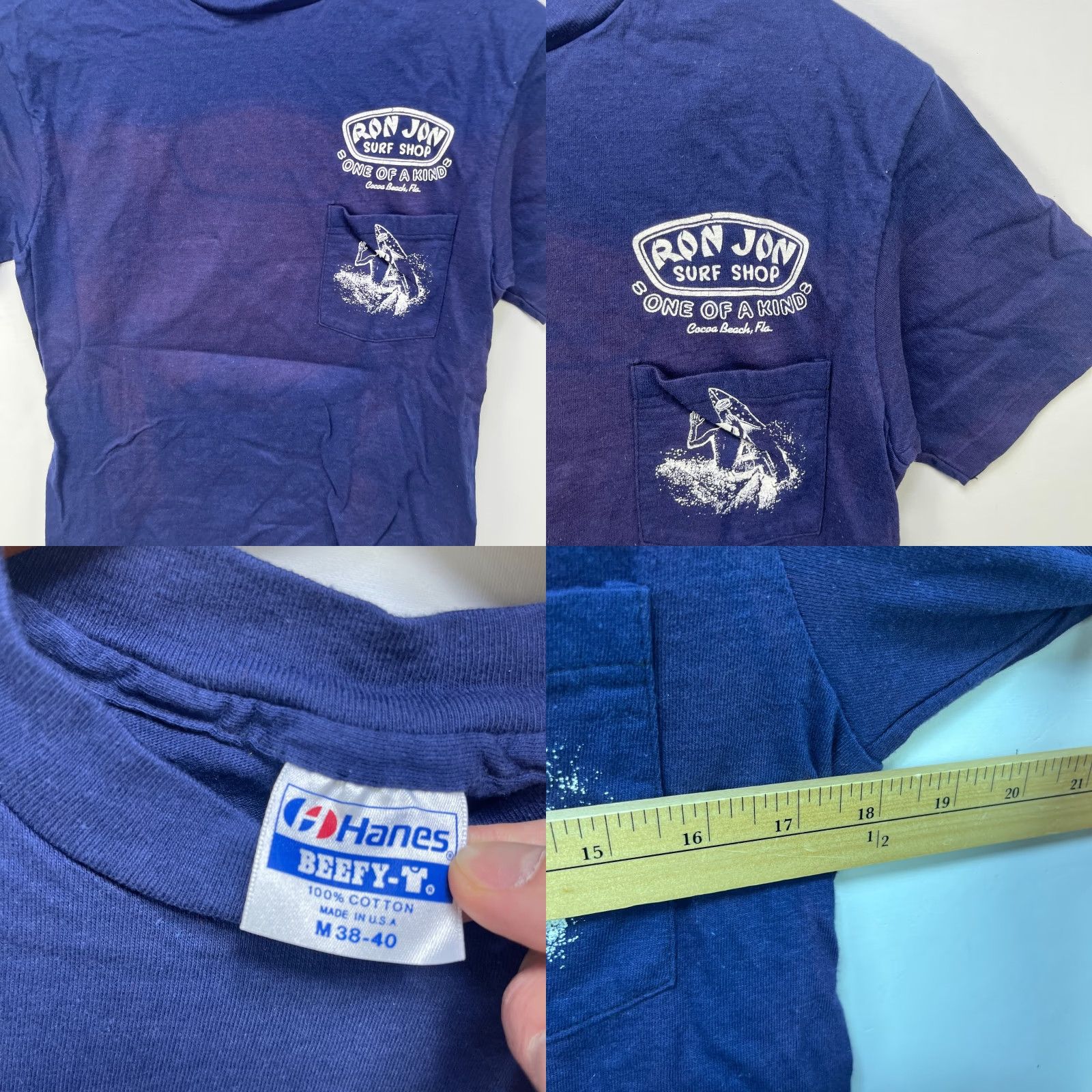 Ron Jon Surf Shop VINTAGE Ron Jon Surf Shop T Shirt M Blue 1980s Beach Mens Shirt Short Sleeve Crew Neck Cotton Knit Size US M / EU 48-50 / 2 - 8 Thumbnail