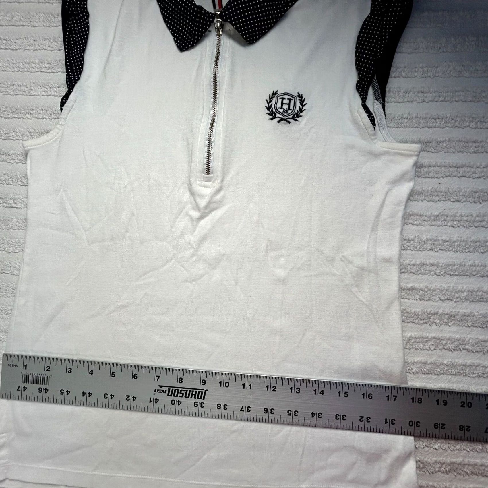 Tommy Hilfiger Tommy Hilfiger Sleeveless Shirt Women's Medium White 1/4 Zip Embroidered Top Size M / US 6-8 / IT 42-44 - 7 Thumbnail