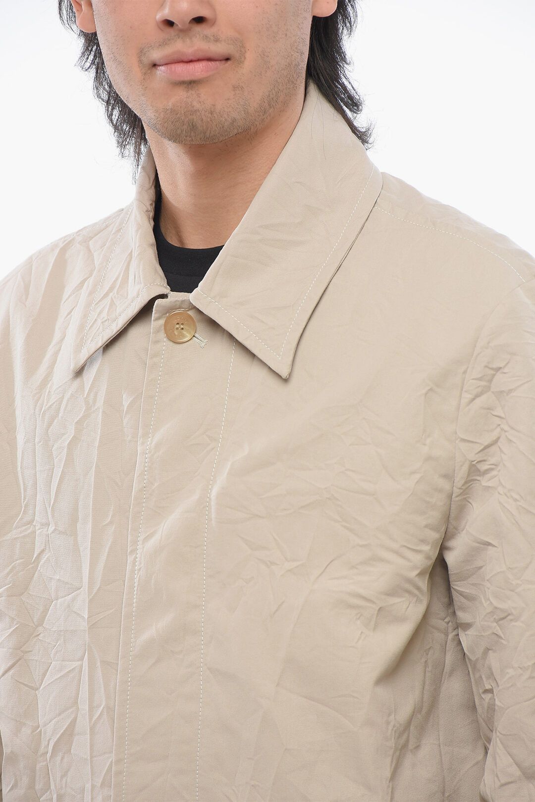 Acne Studios og1mm0325 Wrinkled Effect Unlined Coat in Beige Size US S / EU 44-46 / 1 - 3 Thumbnail
