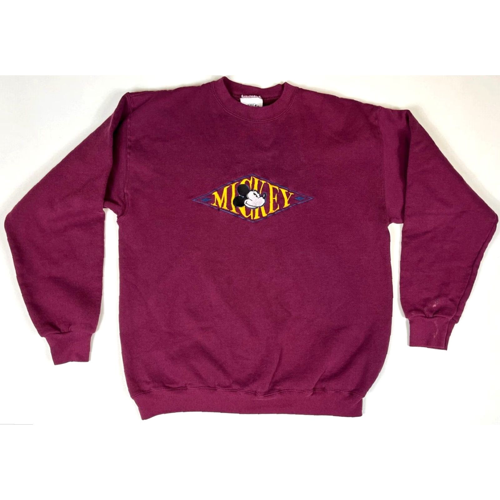 Mickey & Co. Mickey & Co. Men's Vintage Crewneck Sweatshirt Adult L Maroon Embroidered Mickey Mouse 90s Cartoon Made in USA Size US L / EU 52-54 / 3 - 2 Thumbnail