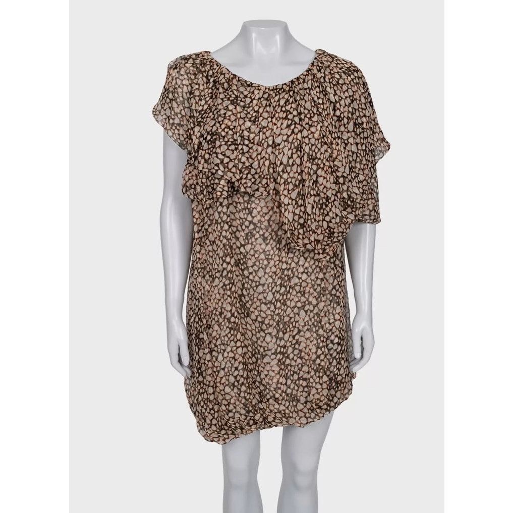 Saint Laurent Asymmetrical Animal Print Silk Dress Sz.38