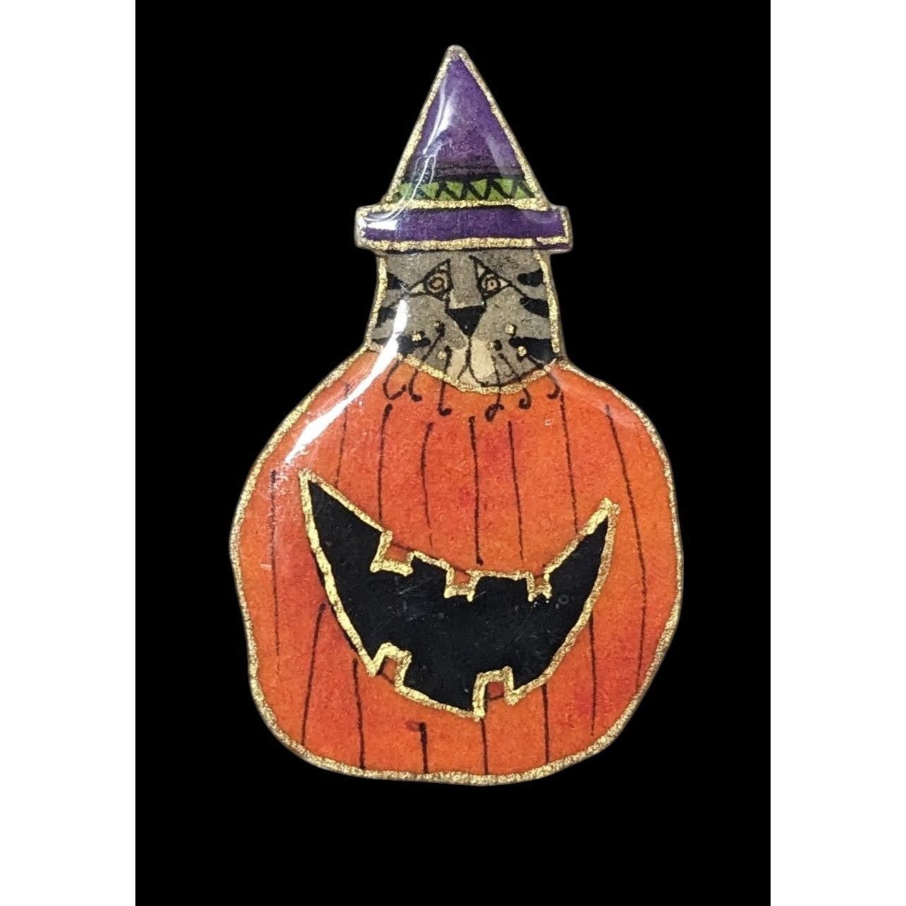 Other Vintage Signed Halloween Jack O Lantern Brooch Size ONE SIZE - 2 Thumbnail