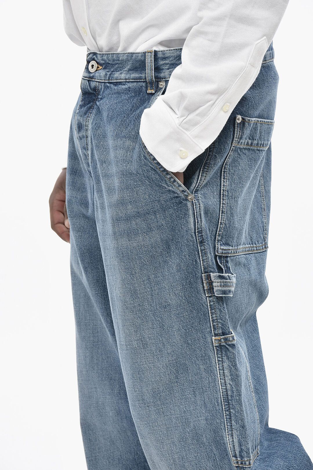 Bottega Veneta og1mm0426 Wide-Fit Cargo Jeans in Blue Size US 32 / EU 48 - 3 Thumbnail