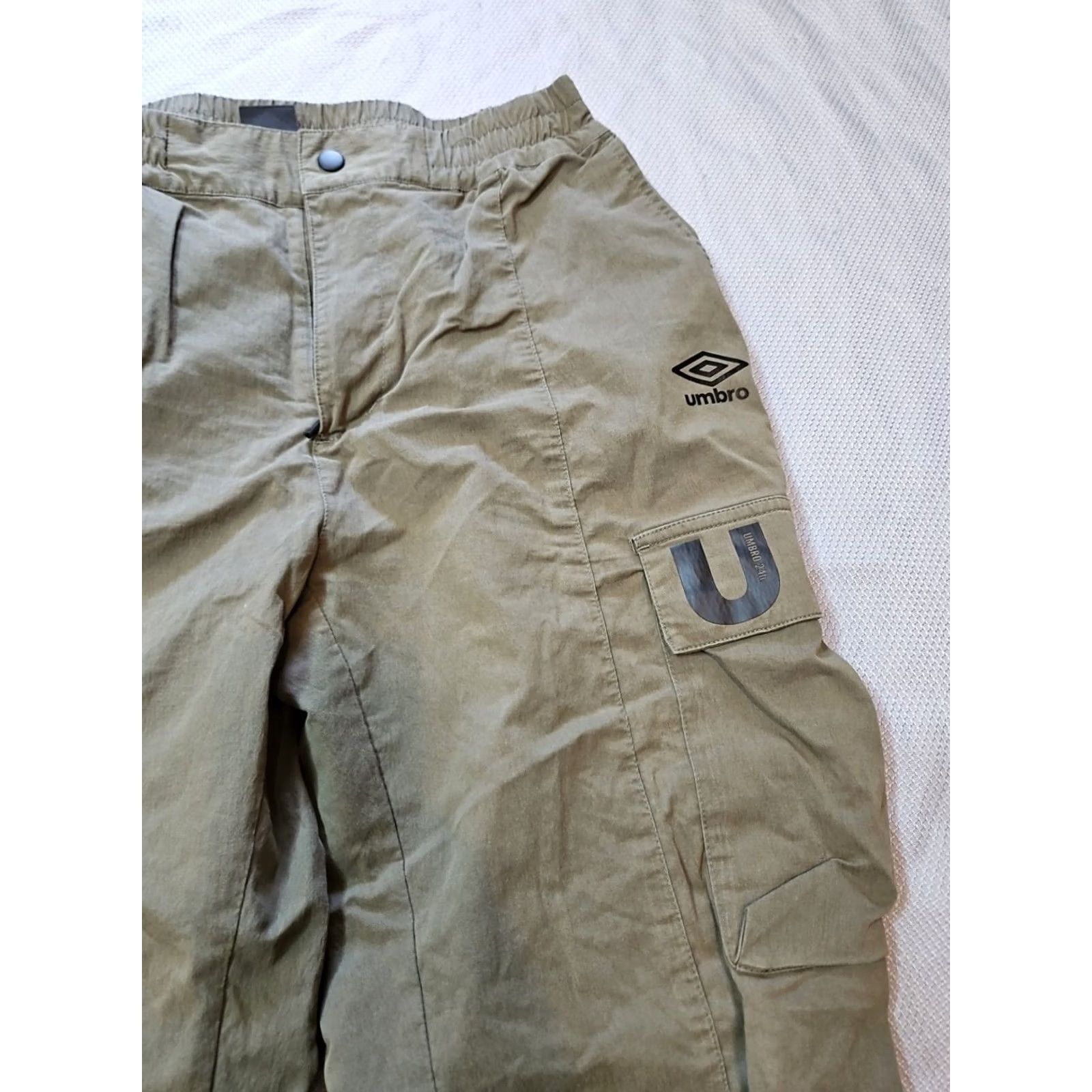 Umbro VINTAGE Umbro Cargo Pants Womens XL Green Logo Tapered Elastic Waist Ankle Shirt Size 40" / US 18 - 3 Thumbnail