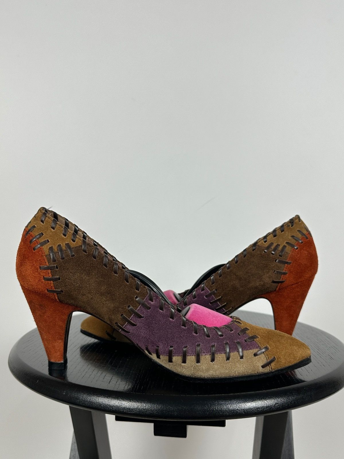 Miu Miu × Prada Miu Miu Multicolor Suede Patchwork Heels Size US 6 / IT 36 - 8 Thumbnail