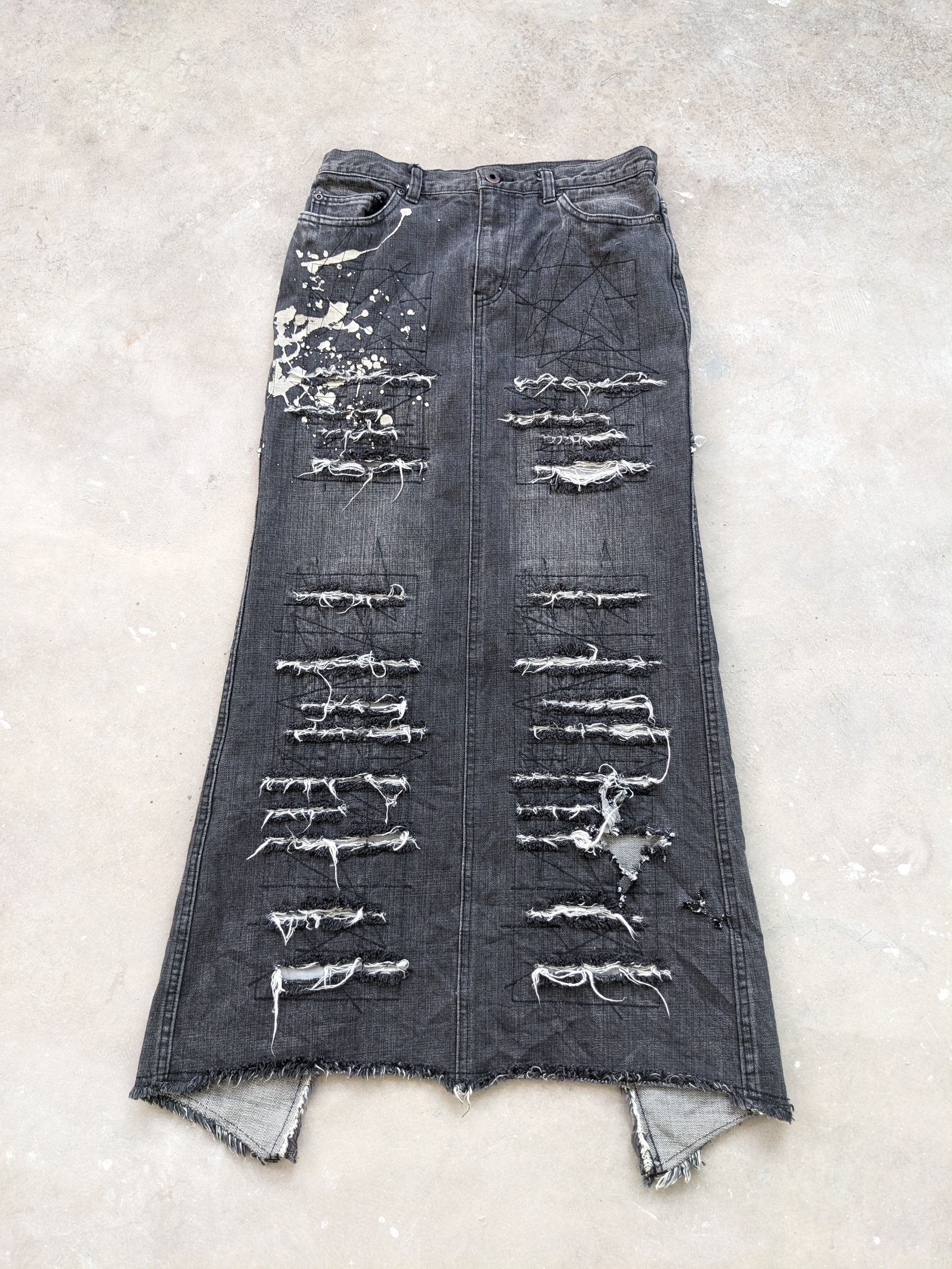 Hysteric Glamour × Japanese Brand × Seditionaries 🇯🇵 Vintage 1990s Hysteric Glamour Denim Skirt Distressed Size 29" - 1 Thumbnail