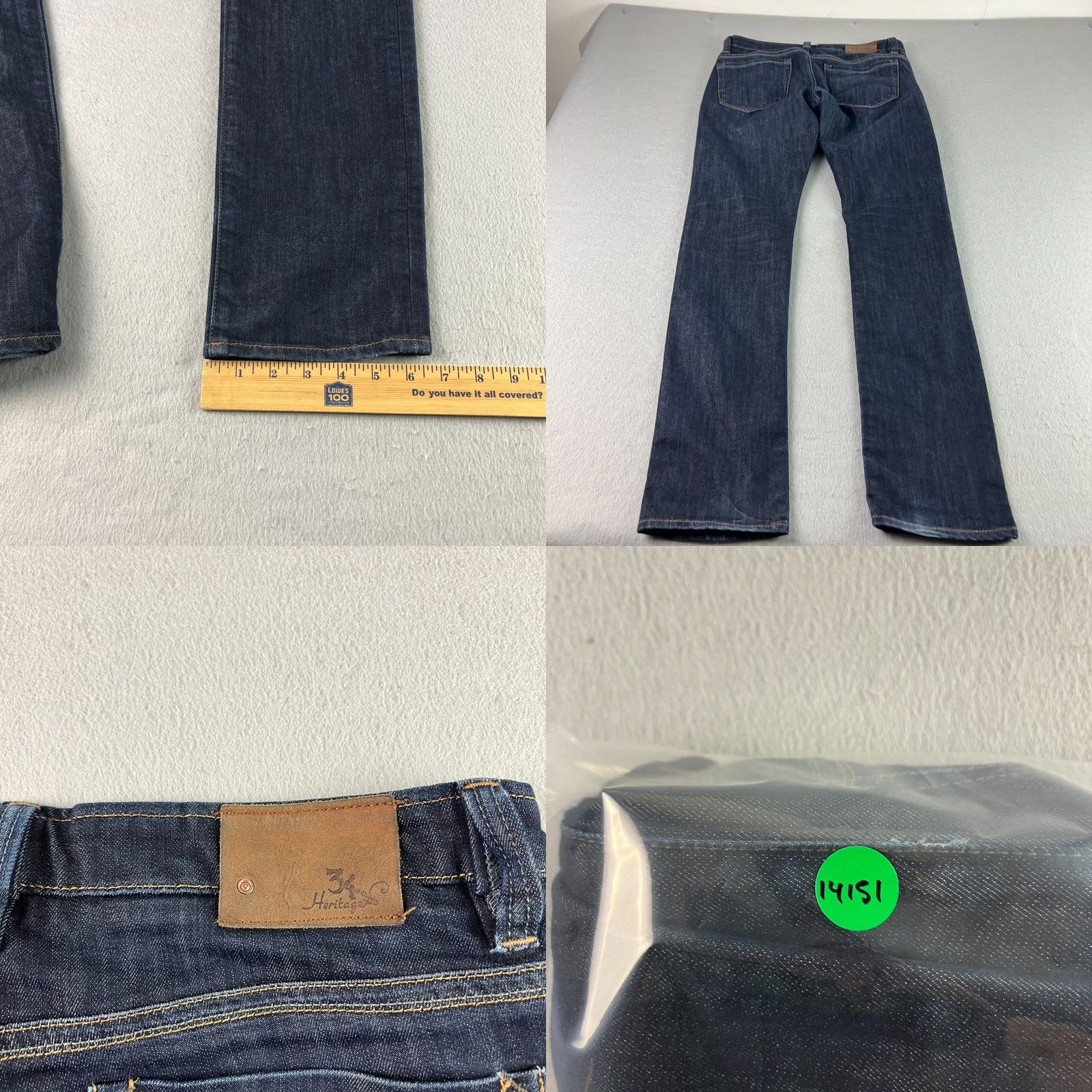 Vintage VINTAGE 34 Heritage Jeans Mens Regular Denim Blue 30x32 33 Inseam Tapered Dark Wash (Pattern: Solid) - Size US 30 / EU 46 - 8 Thumbnail
