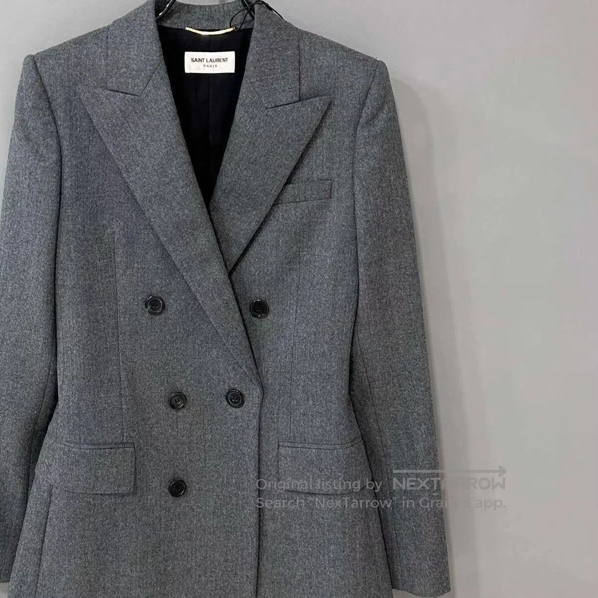 Saint Laurent Paris Saint Laurent Gray Double-Breasted Blazer. Size XS / US 0-2 / IT 36-38 - 2 Thumbnail