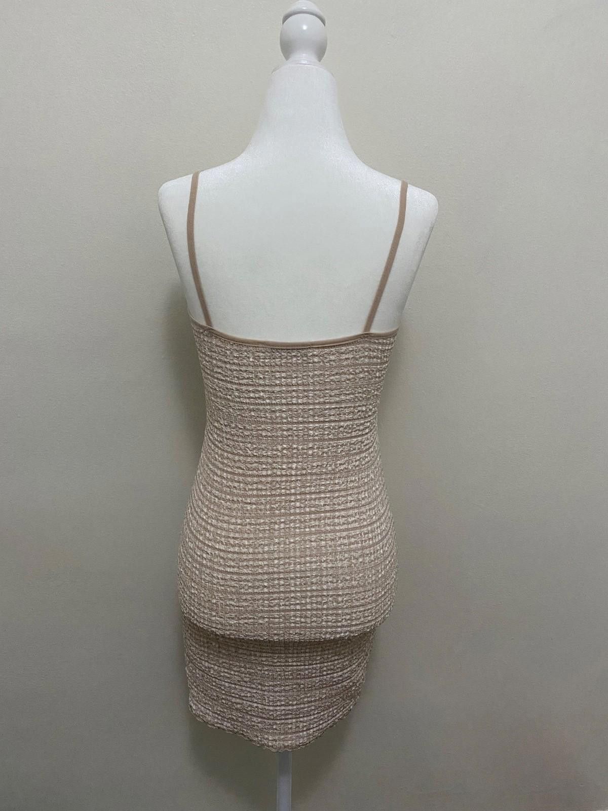 Other BERKSHA Shirred Bow Detail Mini Dress in Taupe (SMALL) Size S / US 4 / IT 40 - 4 Thumbnail