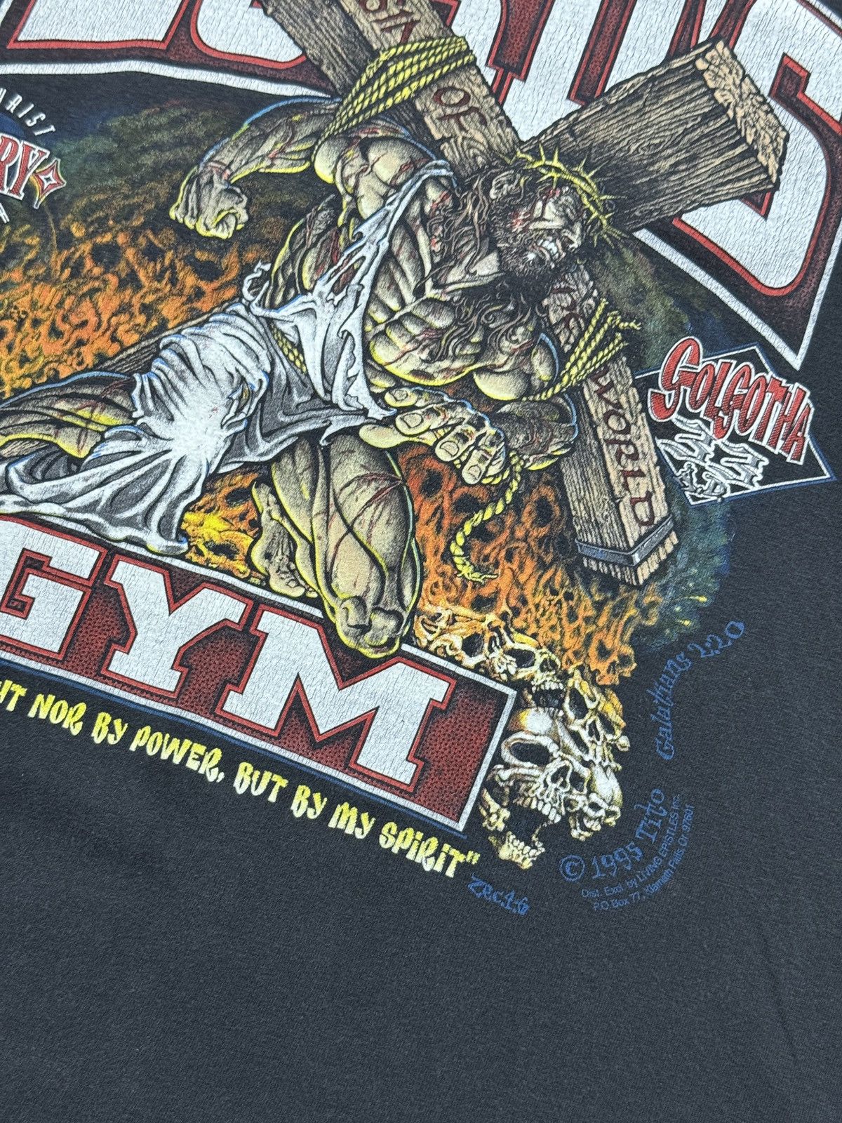 Vintage *RARE* VINTAGE 1995 90s LORD’S GYM GOD BODYBUILDING T-SHIRT Size US L / EU 52-54 / 3 - 8 Thumbnail
