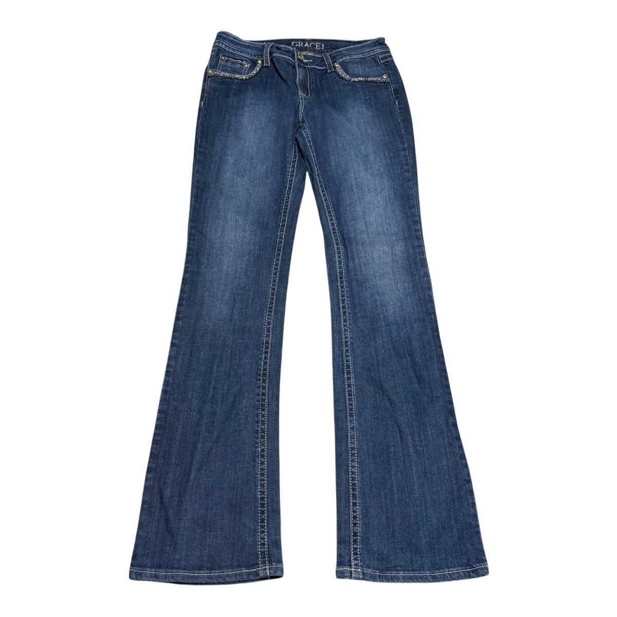 Grace in LA Grace in LA Rhinestone Pockets Jeans Women’s 8 (31x33.5) Size 31" - 4 Thumbnail
