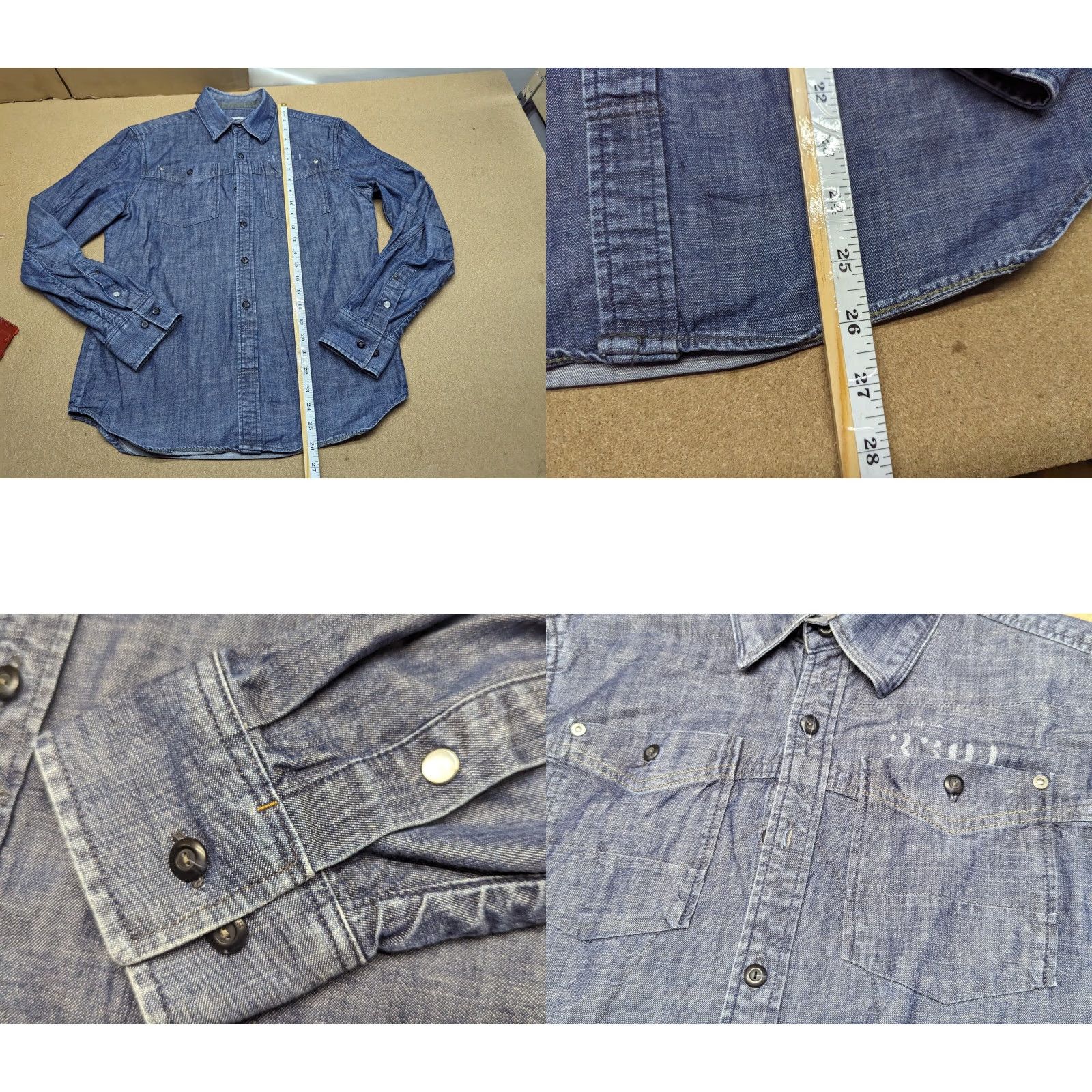 G-Star G-Star Button-Up Denim Shirt M Blue Mens Regular Vintage? No, keep: G-Star Button-Up Blue Shirt M Mens Denim Dark Wash Cedar Border Shirt Jacket? Size US M / EU 48-50 / 2 - 8 Thumbnail