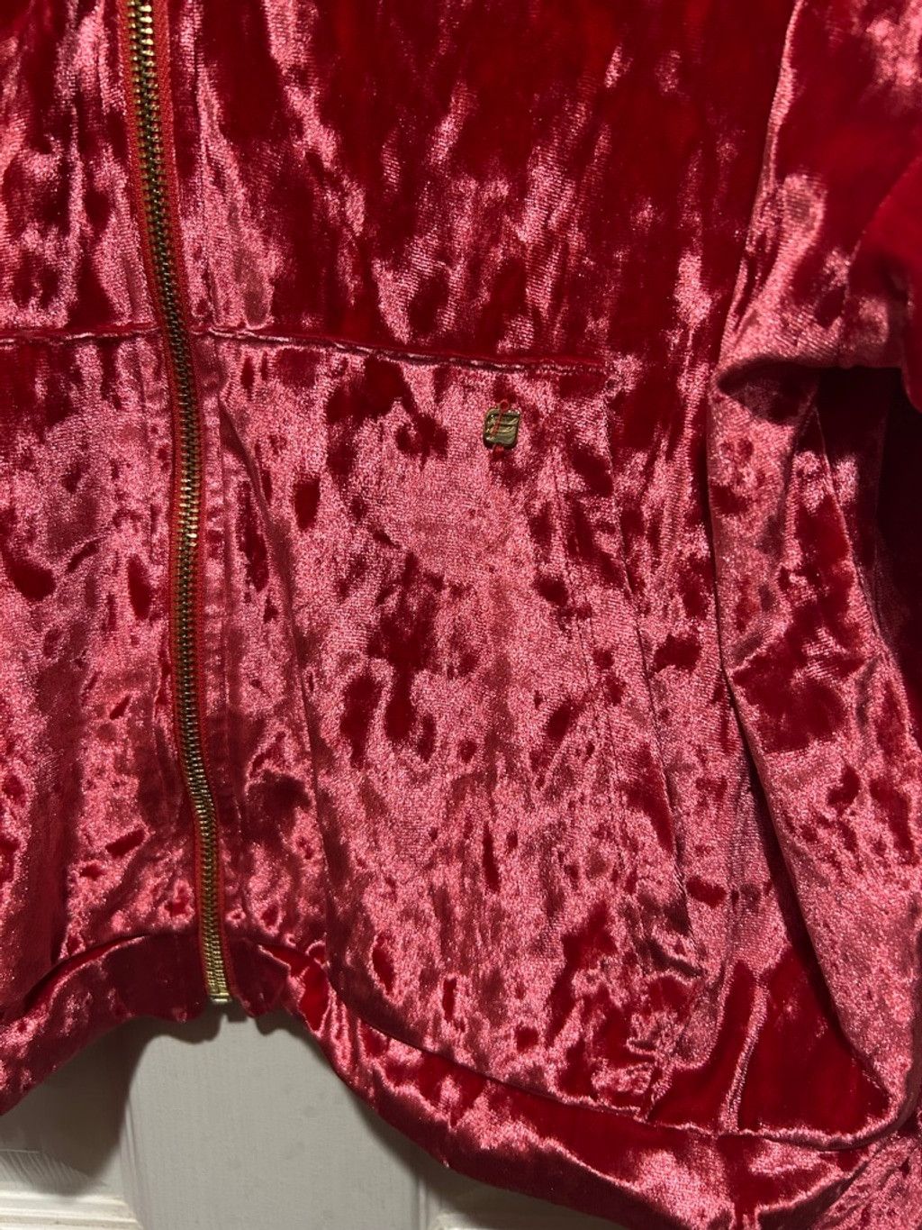 Fabletics Women's Fabletics Red Crushed Velvet Full-Zip Hoodie L Size L / US 10 / IT 46 - 4 Thumbnail