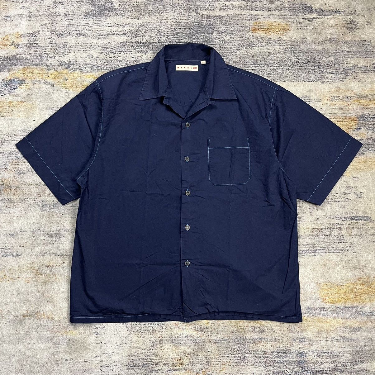 Uniqlo x marni contrast stitch open collar shirt