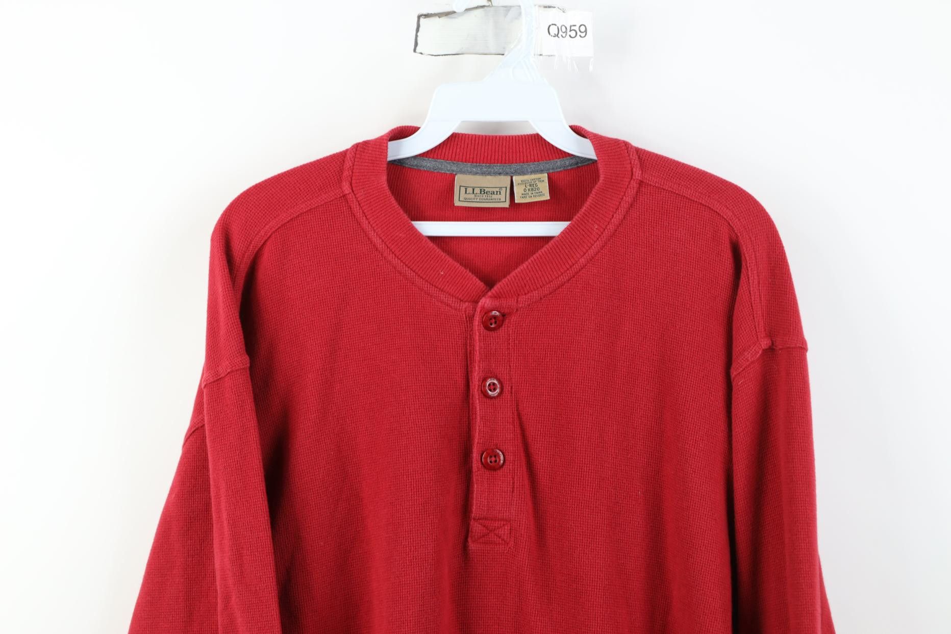 L.L. Bean Vintage 90s Y2K LL Bean Waffle Long Sleeve Henley T-Shirt Size US L / EU 52-54 / 3 - 2 Thumbnail