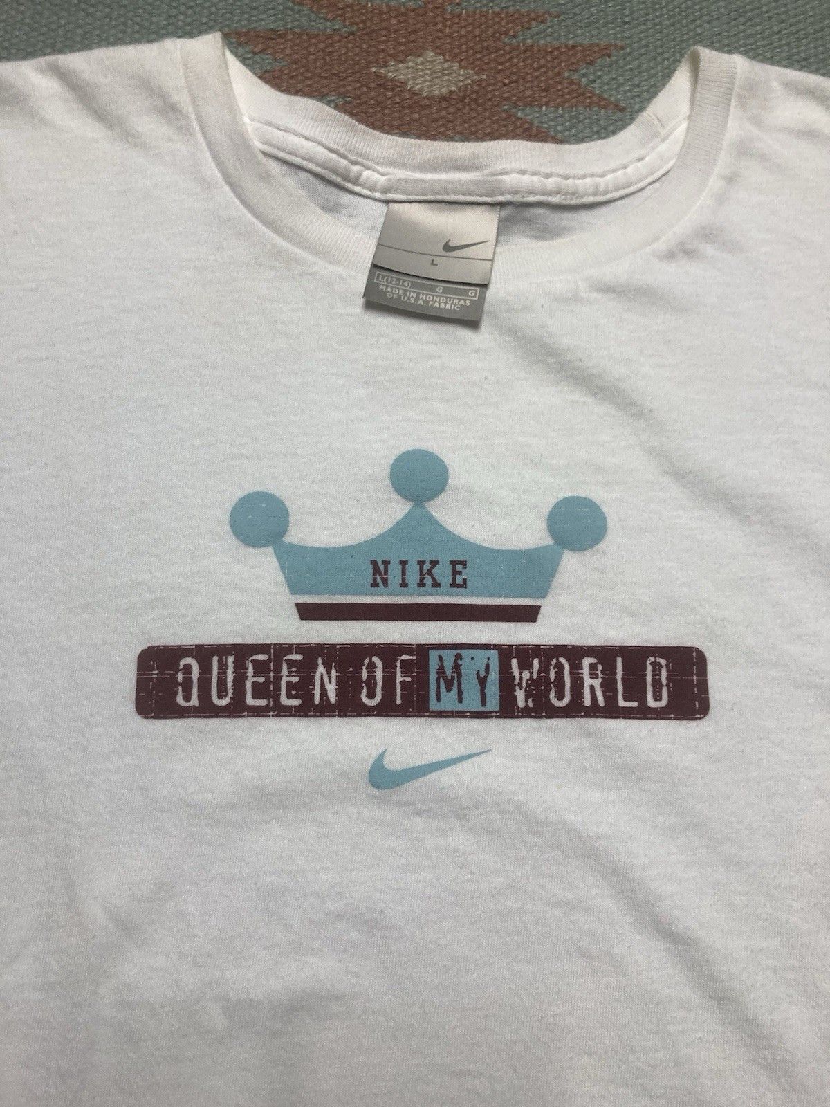 Vintage Nike graphic t shirt queen of my world swoosh check femme L Size L / US 10 / IT 46 - 2 Thumbnail