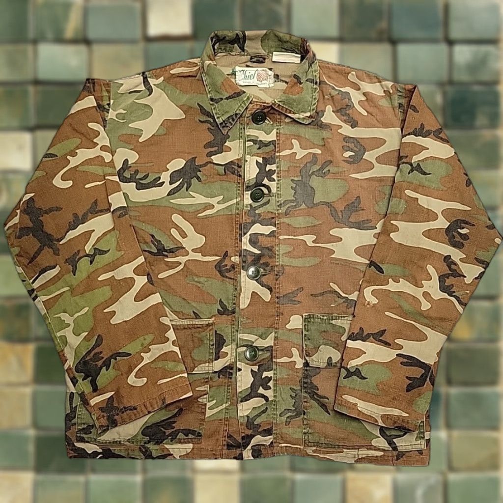 Vintage VINTAGE Chief Jacket Mens L Woodland Camo Cotton Canvas Water Repellant Made in USA VTG Size US L / EU 52-54 / 3 - 1 Thumbnail