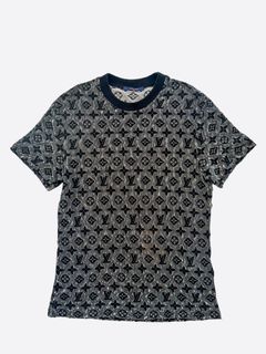 Louis Vuitton Monogram T-Shirt Chest Logo Gray Short-Sleeved Round Neck  mens