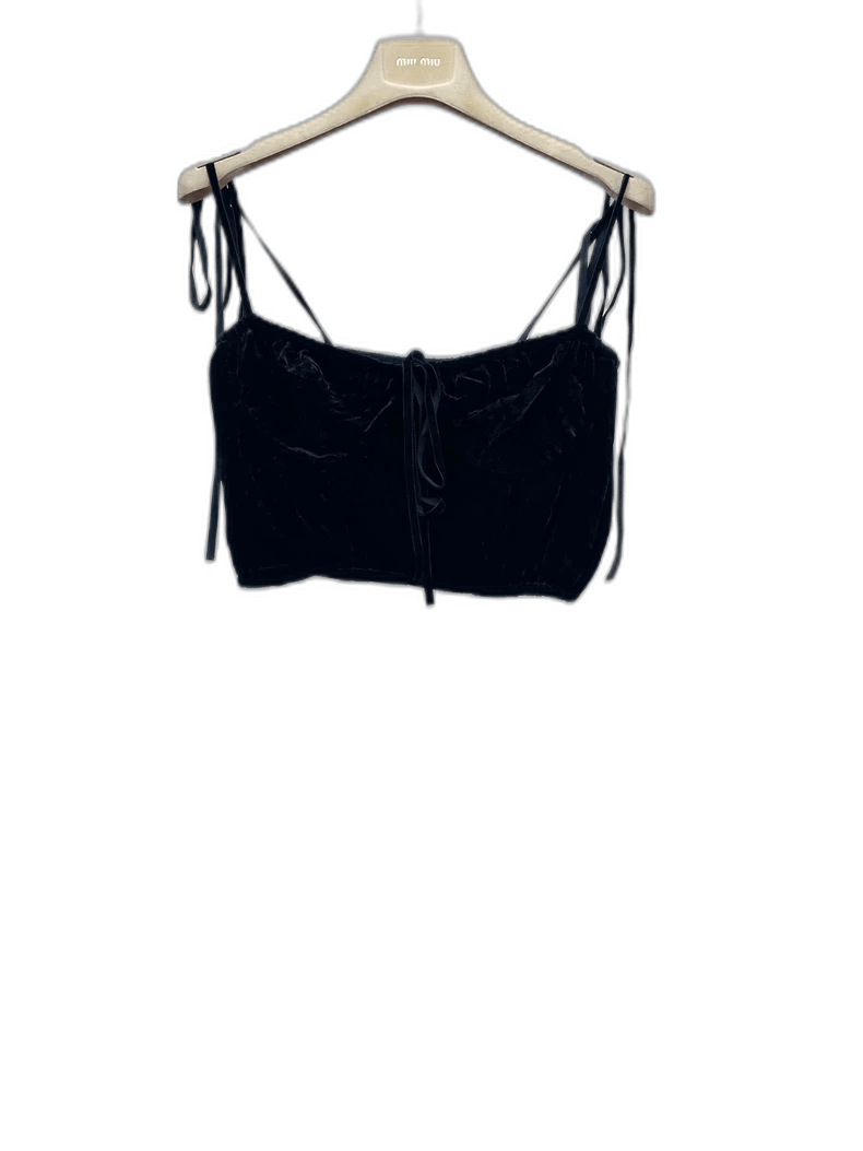 Miu Miu Miu Miu Black Velvet Bow Tie Top Size L / US 10 / IT 46 - 1 Thumbnail