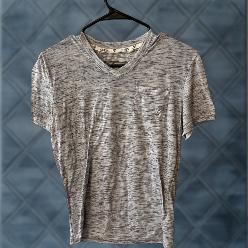 Guess GUESS Gray Cotton Blend Knit V-Neck Short Sleeve Crewneck T-Shirt Men XS Casual Classic Size US XS / EU 42 / 0 - 1 Thumbnail